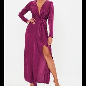 Missguided raspberry maxi wrap dress